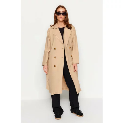 Trendyol Beige Belted Button Closure Trench Coat TWOAW24TR00063