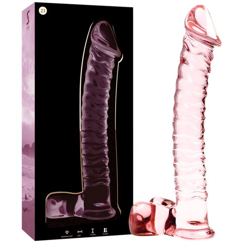 Ibiza Nebula Model 23 Dildo Borosilicate Glass 21.5x4cm Pink Cene