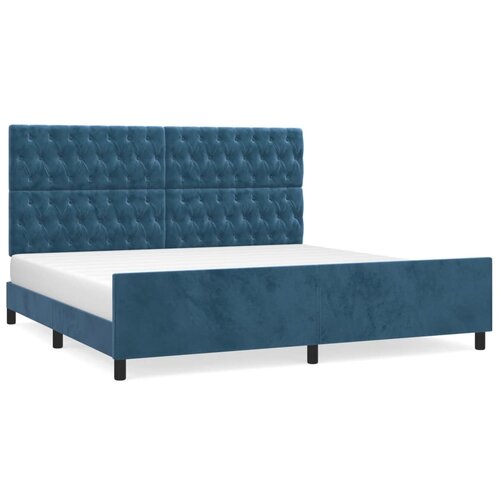 vidaXL Posteljni okvir z vzglavjem temno moder 200x200 cm žamet, (20788259) Cene