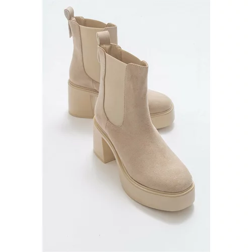 LuviShoes Aback Beige Women's Suede Boots