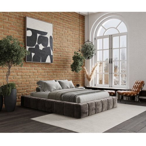 Maison de R&amp;ecirc;ve Smeđi tapecirani bračni krevet s prostorom za odlaganje s podnicom 200x200 cm Aruba L &amp;ndash; Slike