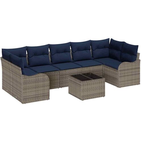 VidaXL Vrtna sedežna garnitura 8 pcs Siva 55 x 55 x 37 cm Poly ratan, (5000063043) Slike