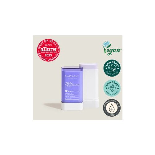 MARY &amp;amp; MAY Peptide Bakuchiol Sun Stick krema za sunčanje i sticku s učinkom protiv bora SPF 50+ 18 g Slike