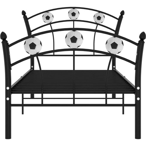 VidaXL okvir za krevet s nogometnim uzorkom crni metalni 90 x 200 cm Slike