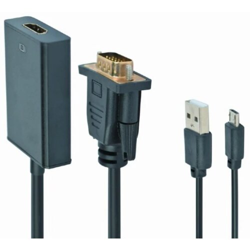 Gembird A-VGA-HDMI-01 VGA to HDMI and audio cable, single port, black WITH AUDIO! Cene