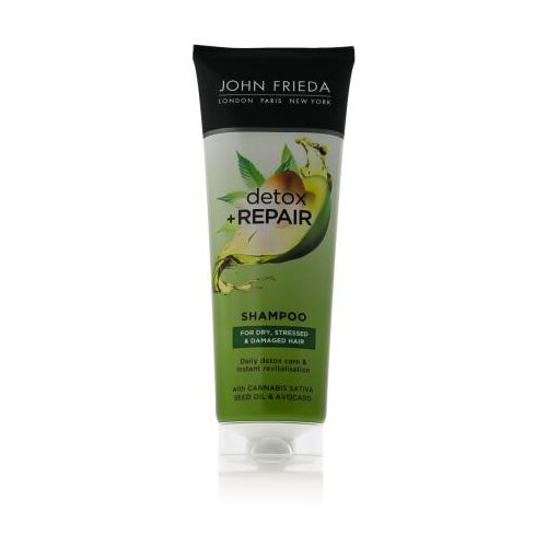 John Frieda Detox &amp;amp; Repair 250 ml &amp;scaron;ampon krhki lasje po&amp;scaron;kodovani lasje suhi lasje za ženske Slike