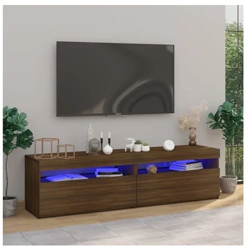  TV omarica z LED lučkami 2 kosa rjavi hrast 75x35x40 cm