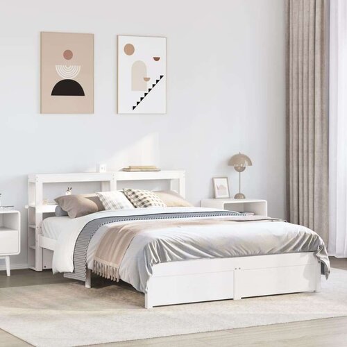 VidaXL Okvir kreveta s uzglavljem bez madraca bijeli 140x190 cm Slike