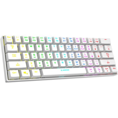  Tastatura gaming RAMPAGE KB-RX63 B-ATOM White Bluetooth RGB Backlight RED SWITCH US Layout 63 Mini, 39912 Slike