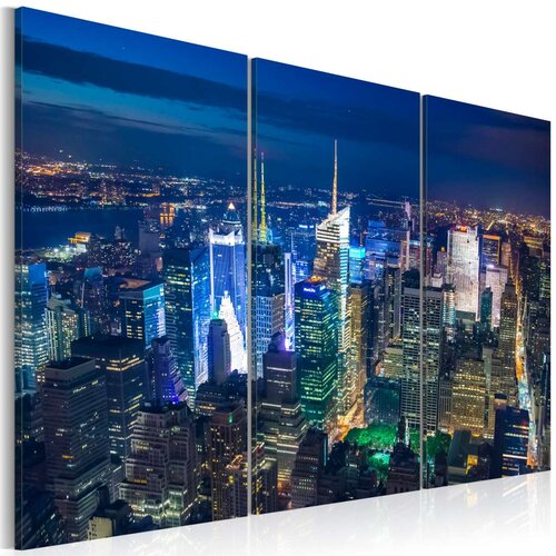  Slika - Bird&amp;acute;s eye view of New York City by night 60x40 Slike