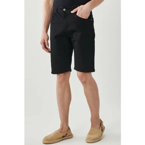 AC&Co / Altınyıldız Classics Men's Black Comfort Fit Relaxed Fit 5-Pocket Flexible Denim Jeans Shorts