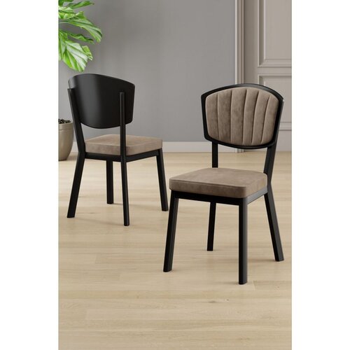 Hanah home set trpezarijskih stolica Nape 4 kom, kapućino tkanina Babyface, crne metalne noge Cene