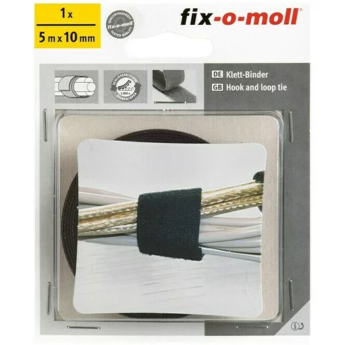 Fix-o-moll kabelska spojnica na čičak technic (5 m x 10 mm, crne boje)