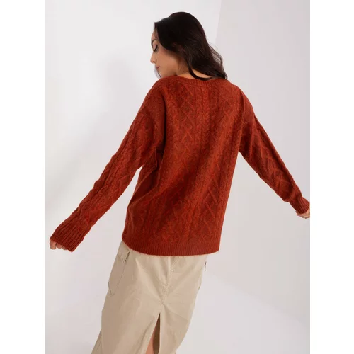 Fashion Hunters Dark orange women's sweater with pockets