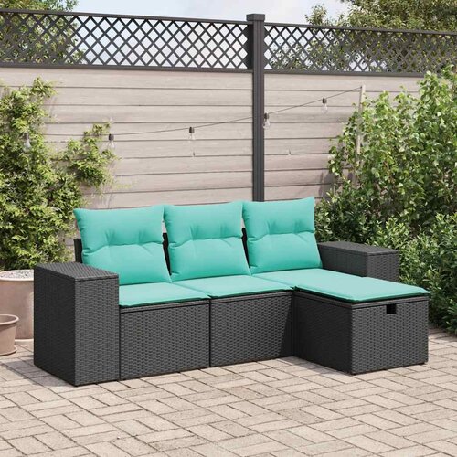  4-dijelni set vrtnih sofa od poliratana s jastucima crni Cijene