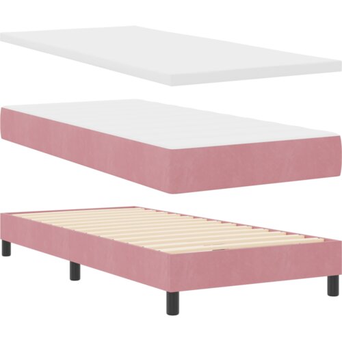 VidaXL Box Spring krevet s madracem u ružičastoj boji 90x190 cm od bar&amp;scaron;una Slike