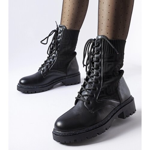 Gemre Emanuele black sock boots with rhinestones Cene