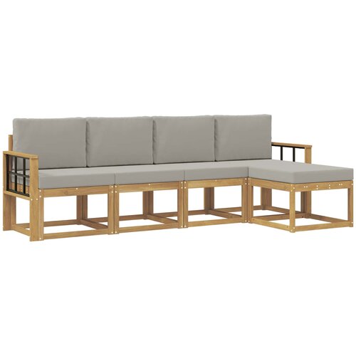 Set vanjskih sofa 5 kom. Bijela i svjetlosiva Poliester Slike