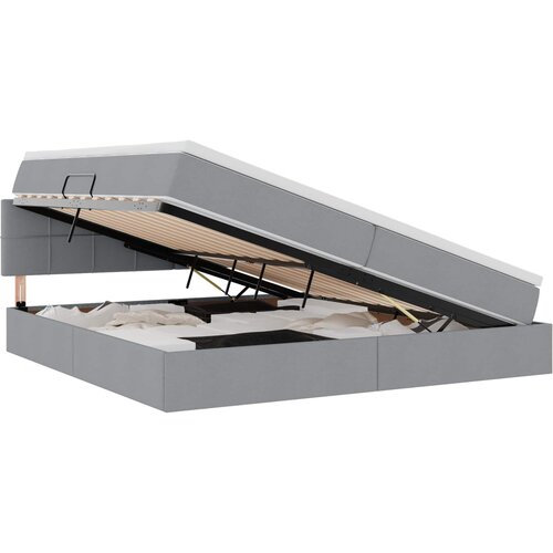  LED krevet za pohranu s madracem Svjetlosiva 200 x 200 cm Slike