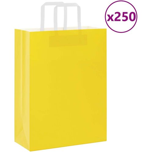  Papirnate vrećice 250 kom s ručkama žute 26x12x35 cm Cijene