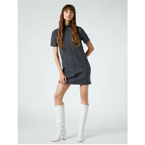Koton Mini Knitwear Dress Standing Neck Short Sleeve