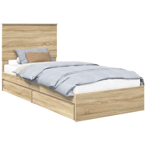 vidaXL Postelja s shranjevanjem z vzglavjem Sonoma hrast 100 x 200 cm, (5000106073) Cene