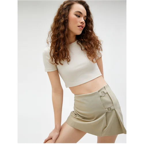 Koton Crop T-Shirt Crew Neck Short Sleeve Ribbed