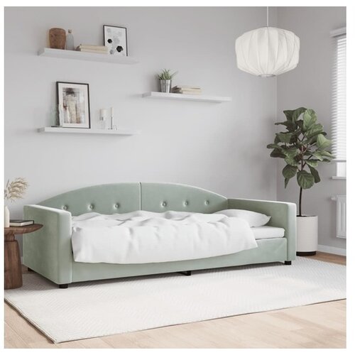 VidaXL Raztegljiva postelja svetlo siva 90x190 cm žamet Slike