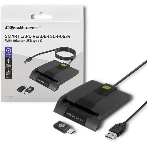 Qoltec 50634 Intelligent Smart ID chip card reader SCR-0634 | USB Type C Cijene