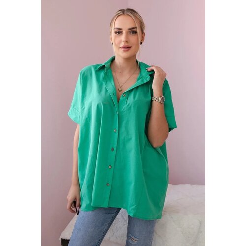 Kesi Cotton shirt with short sleeves of green color Cene