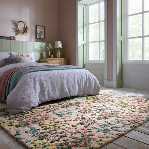 Flair Rugs Kremno bela ročno tkana volnena preproga 160x230 cm Emilia Floral &amp;ndash; Slike