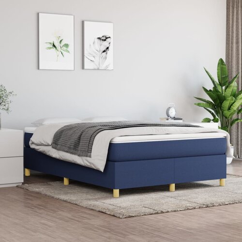 VidaXL Box spring postelja z vzmetnico modra 140x200 cm blago Slike