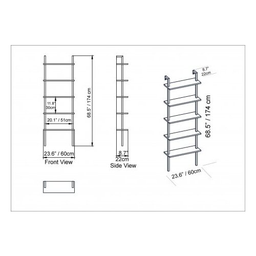 Hanah home piante walnut black polica za knjige Slike