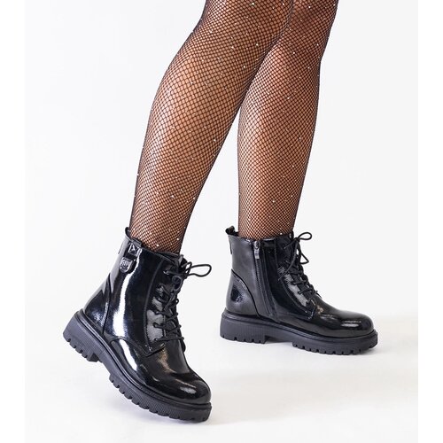 Gemre Leonora black patent ankle boots on platform Slike