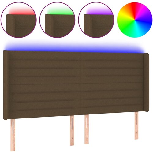  LED uzglavlje tamnosmeđe 163x16x118/128 cm od tkanine Slike