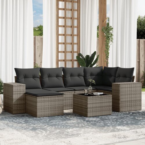 vidaXL 7-dijelni set vrtnih sofa sivi od poliratana Cijene