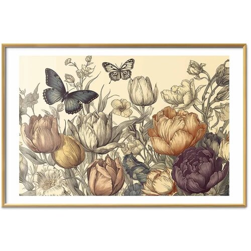  Plakat Colorful Tulips on a Cream Background 42x29.7 Zlatni okvir s margom Cene