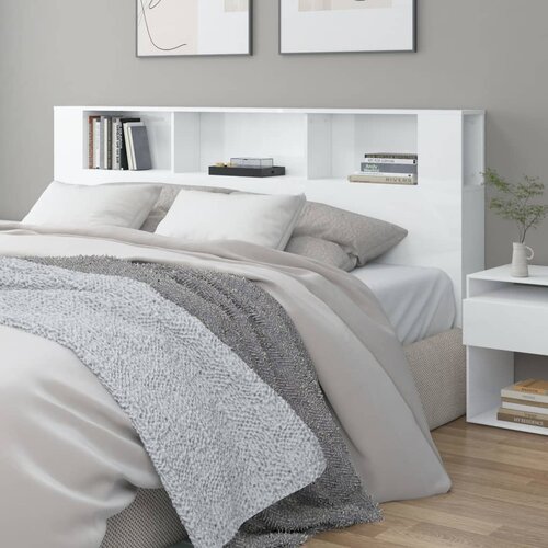 vidaXL Vzglavna omarica visok sijaj bela 200x18,5x104,5 cm Cene