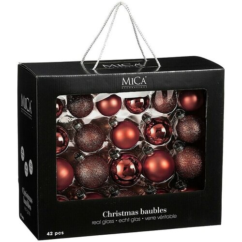 Mica Decorations Božićne kuglice (Tamno crvena, Staklo, Promjer: 7 cm, 42 Kom.) Cijene