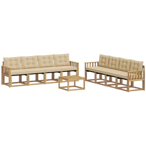 vidaXL Zunanja garnitura za sedenje z blazino 9 pcs Bela in bež, (5000270595) Cene