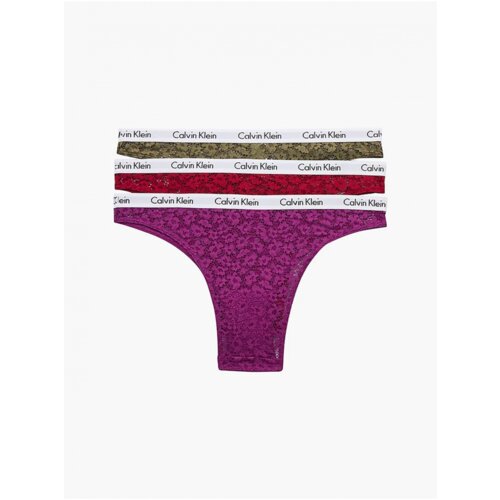 Calvin Klein Set of three women's lace panties in green, red and purple - Women Cene