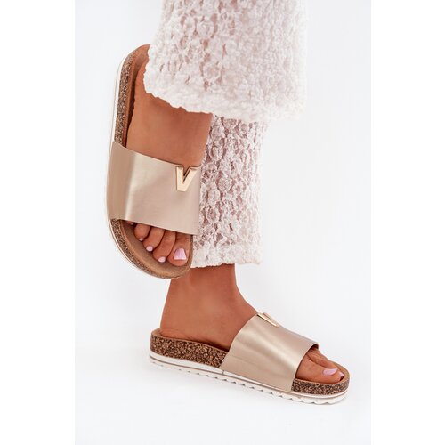 Boto Women's Cork Platform Slippers With Decorative Detail Gold Vessira Cijene