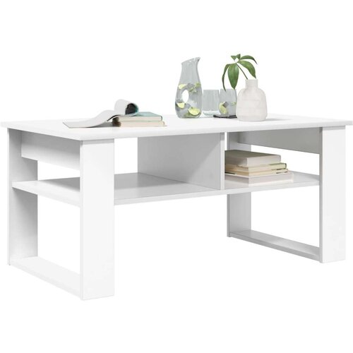  Stolić za kavu s pohranom Bijelo 96 x 54 x 44 cm Konstruirano drvo Slike