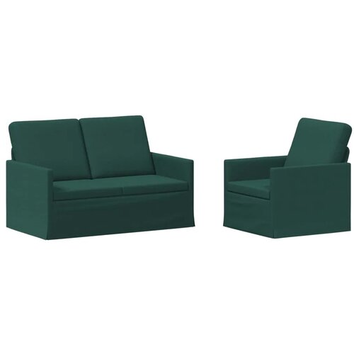  Set sofe 2 pcs Tamnozelena Tkanina - Tamnozelena 1-sjedalo + 2-sjedalo (120 cm) Slike