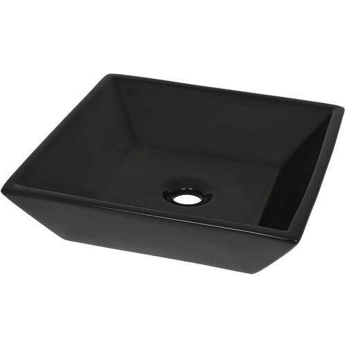 Maison Chic Keramični Umivalnik - Kopalna umivalnik - Lavabo kvadratne oblike črne barve 41,5x41,5x12 cm, (21685016) Cene