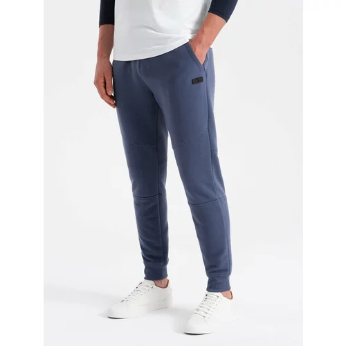 Ombre Men's sweatpants with ottoman fabric inserts - dark blue