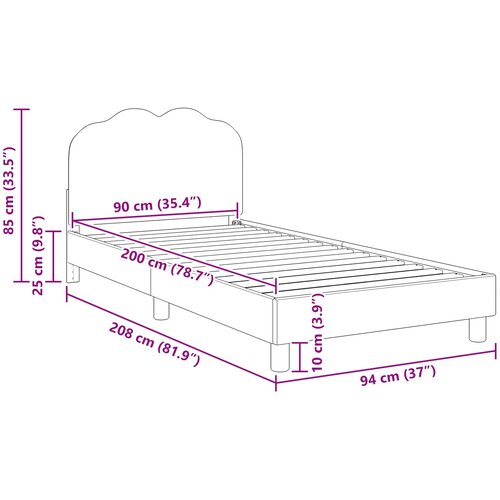  Krevet za djecu s uzglavljem Svjetlosiva 90 x 200 cm Boucl&amp;eacute; Slike