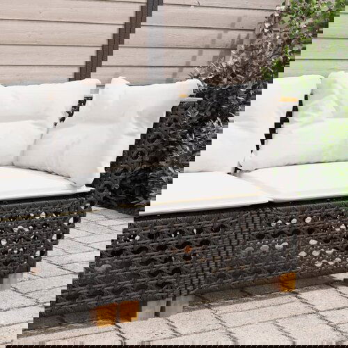 vidaXL Kutna vrtna sofa s jastucima crna od poliratana Cijene