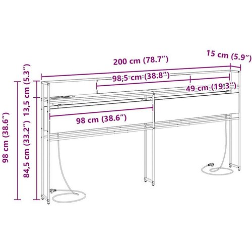  Skladi&amp;scaron;no uzglavlje Smeđi hrast 200 cm Konstruirano drvo Slike