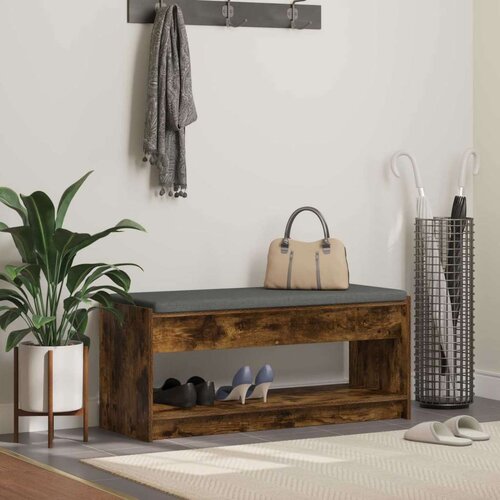 Klupa za hodnik s jastukom Dimljeni hrast 100 x 38 x 46 cm Cijene